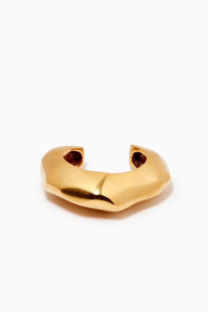 

Organic Arty Oversized Cuff Bracelet in Brass, Gold