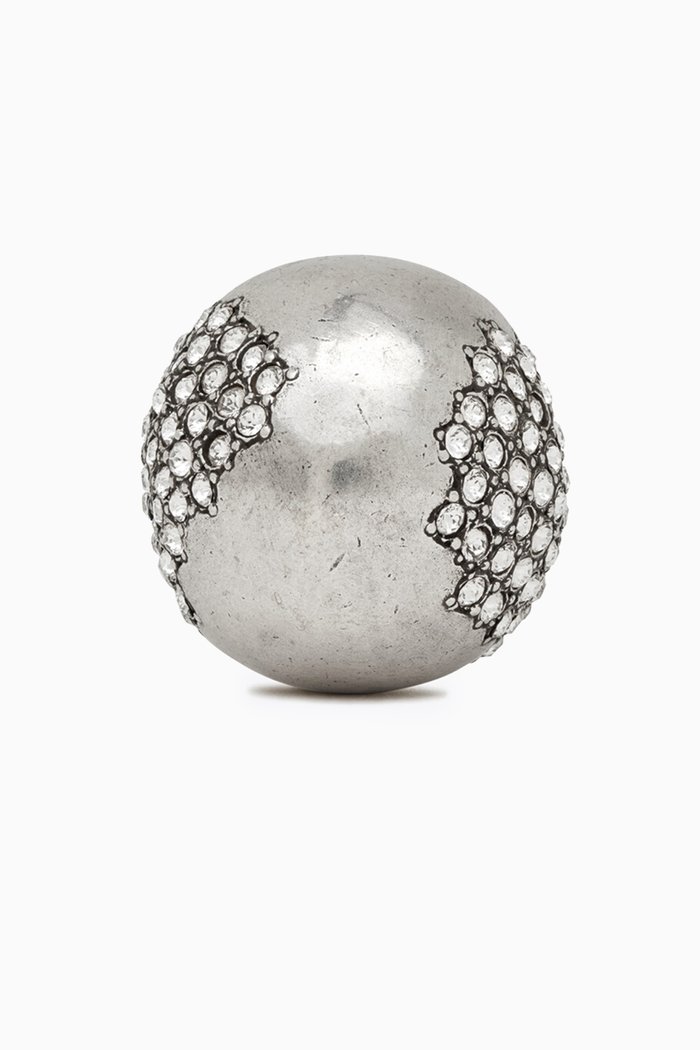 

Edge Egg Rhinestone Ring in Metal, Silver