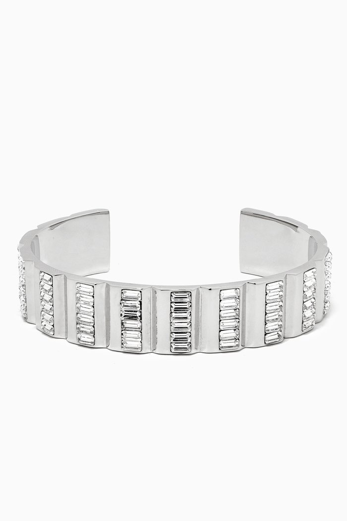 

Odeon Rhinestone Cuff Bracelet in Metal, Silver