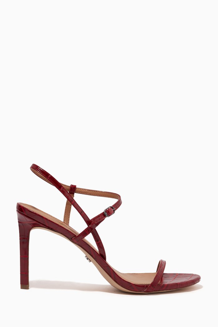 

Doran 90 Sandals in Croc-embossed Leather, Burgundy