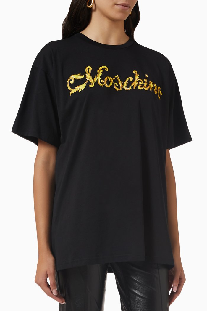 

Baroque Logo T-shirt in Organic Cotton, Black