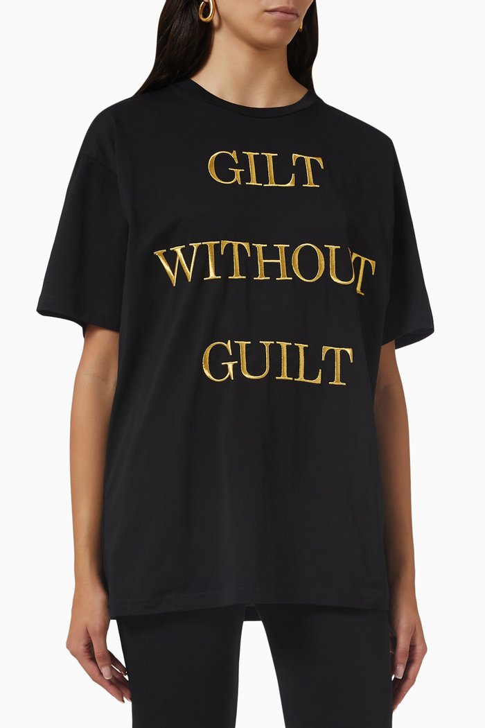 Logo Tape T-shirt in Cotton, Black