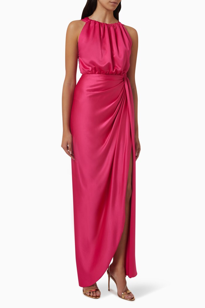 

Zaina Dress in Satin, Pink
