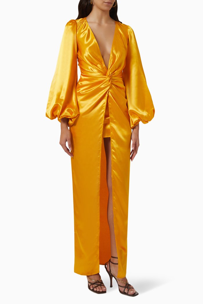 

Tawa Dress in Satin, Yellow