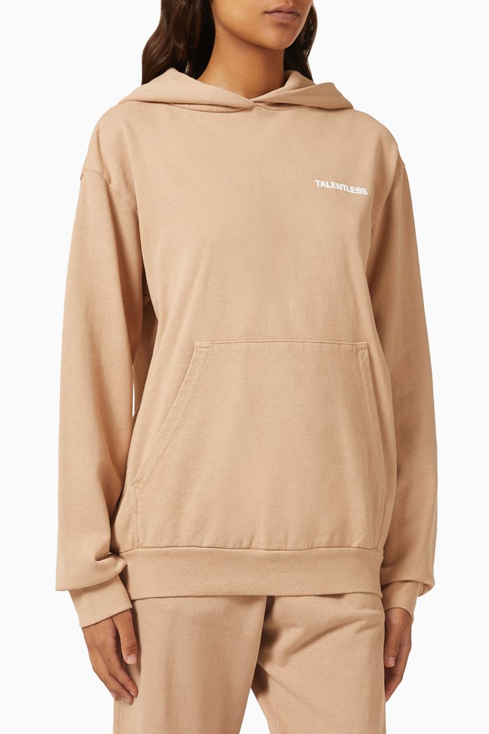 

Lightweight Hoodie in Cotton Fleece, Brown