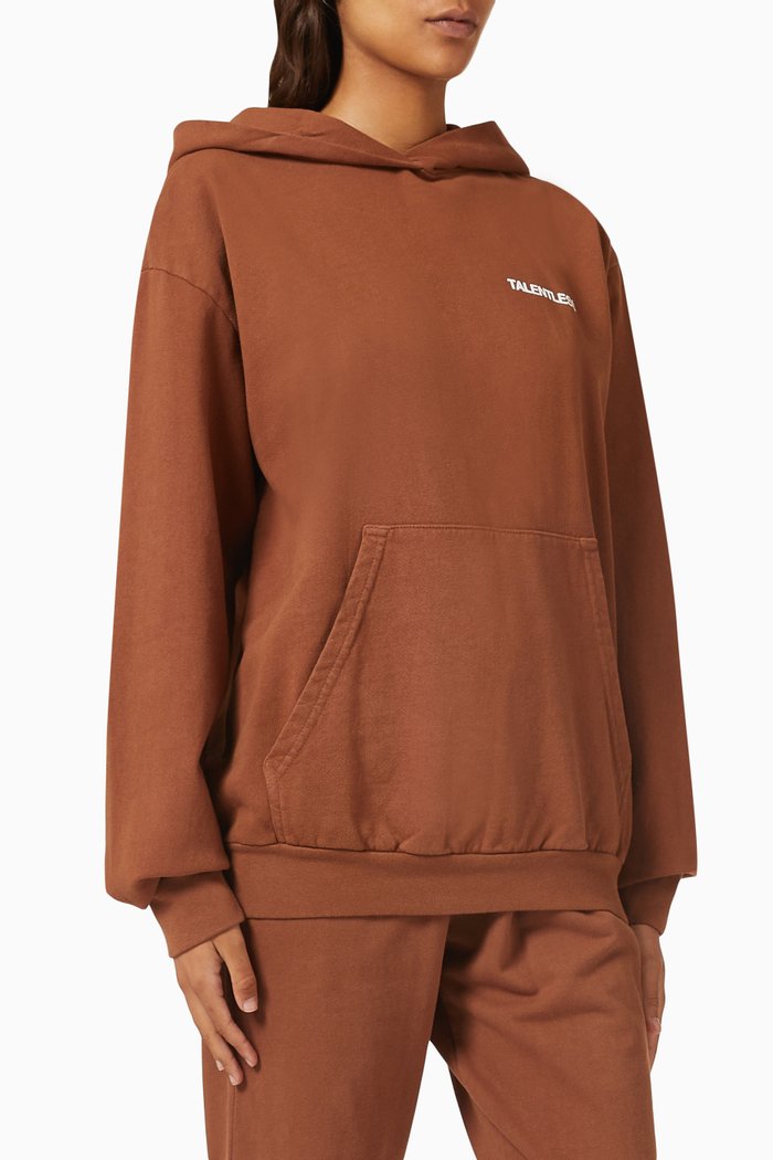 

Lightweight Hoodie in Cotton Fleece, Brown
