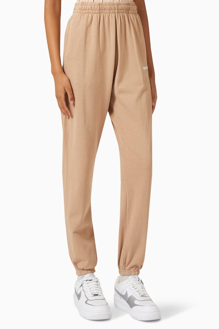 Oversized Sweatpants in Cotton Fleece, Brown