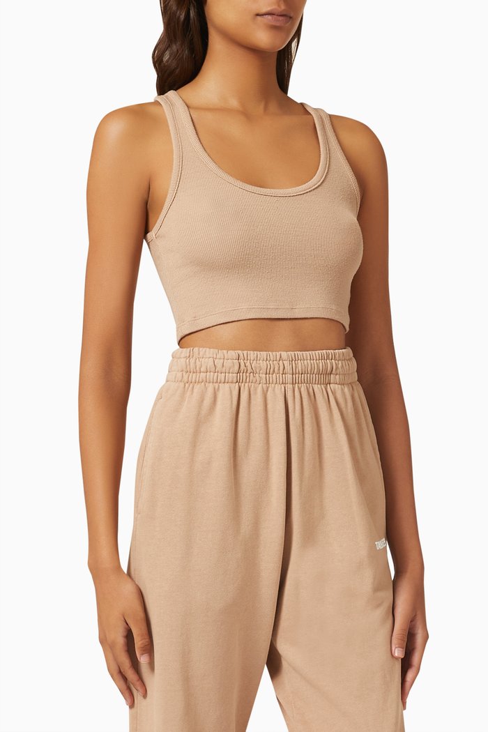 

Crop Tank in Stretch Modal, Brown