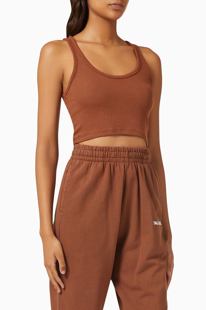 

Crop Tank in Stretch Modal, Brown