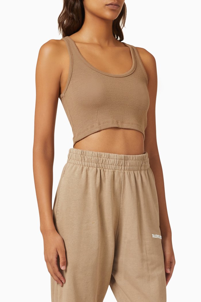

Crop Tank in Stretch Modal, Brown