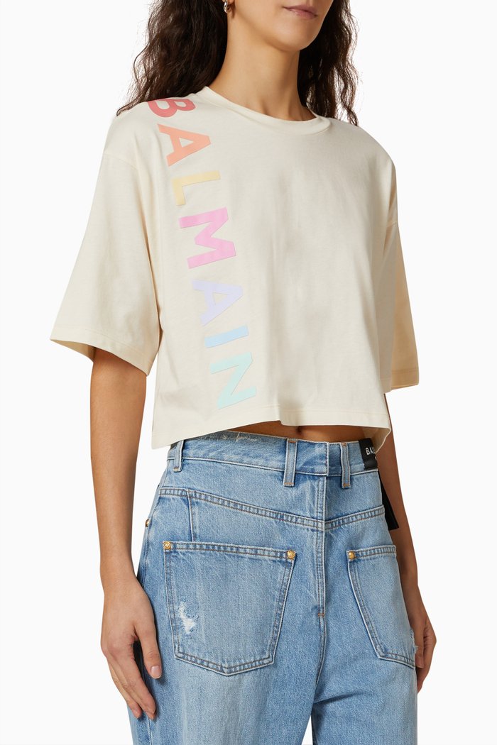 

Logo Crop T-shirt in Cotton Jersey, Neutral