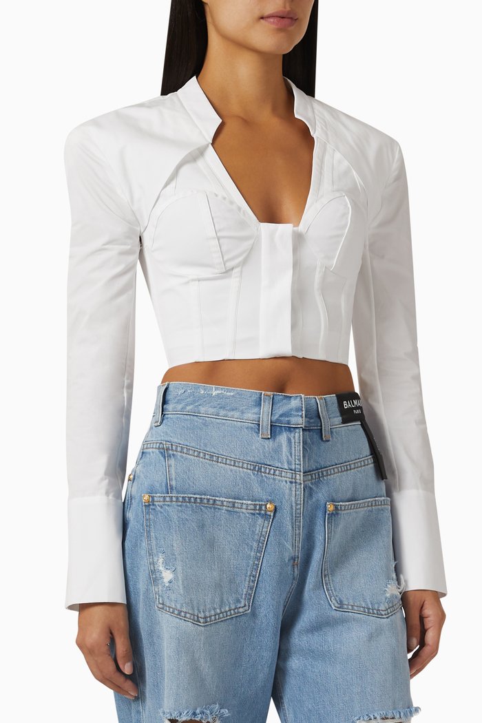 

Lingerie-cut Crop Top in Cotton-poplin, White