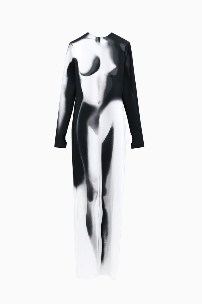 

Body-print Maxi Dress in Jersey, Black