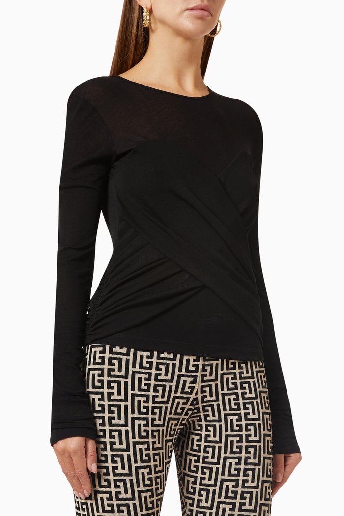 

Draped-panel Top in Viscose-jersey, Black