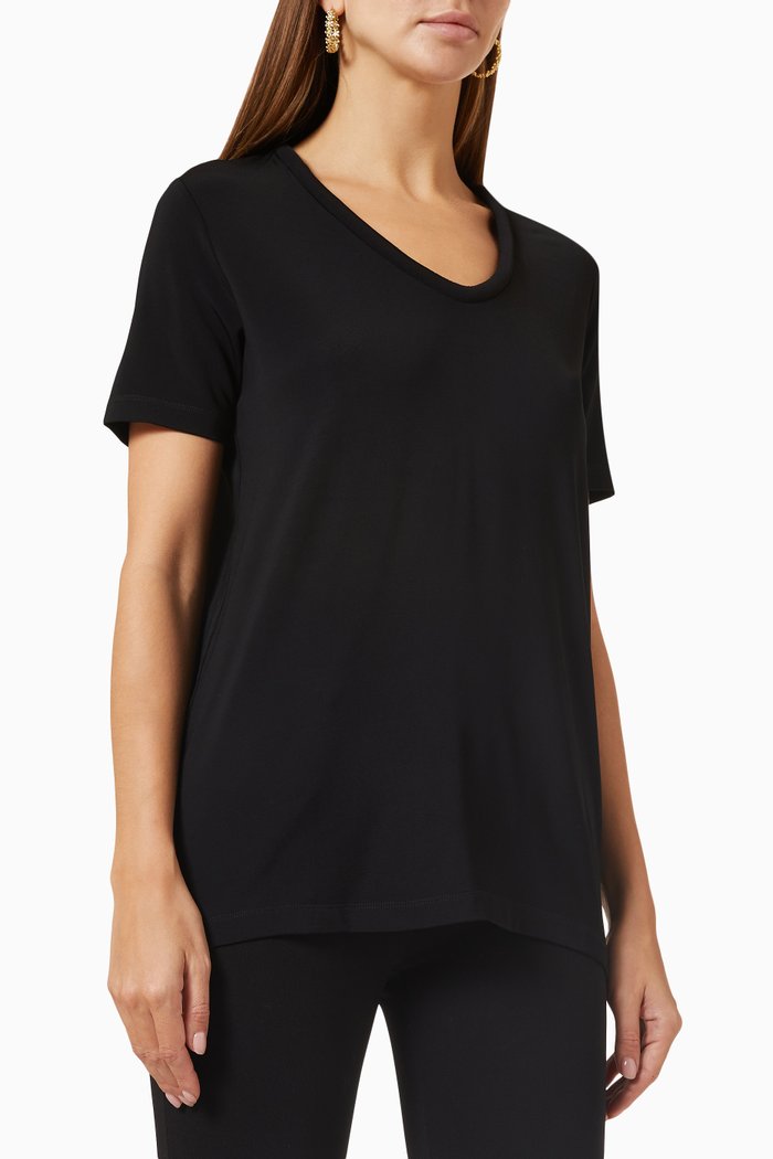 

Button-shoulder T-shirt in Jersey, Black
