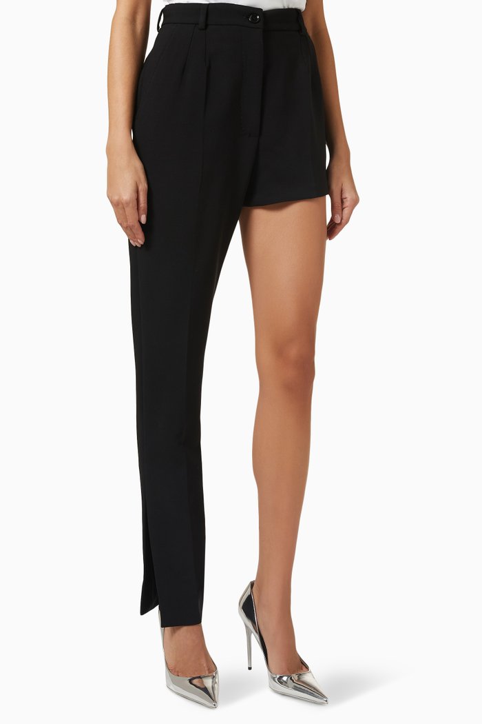 

Asymmetric Shorts in Double-crepe, Black