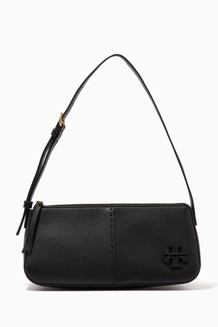 

McGraw Wedge Shoulder Bag in Pebbled Leather, Black