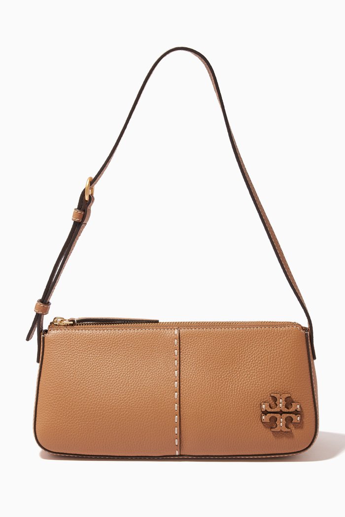 

McGraw Wedge Shoulder Bag in Pebbled Leather, Gold