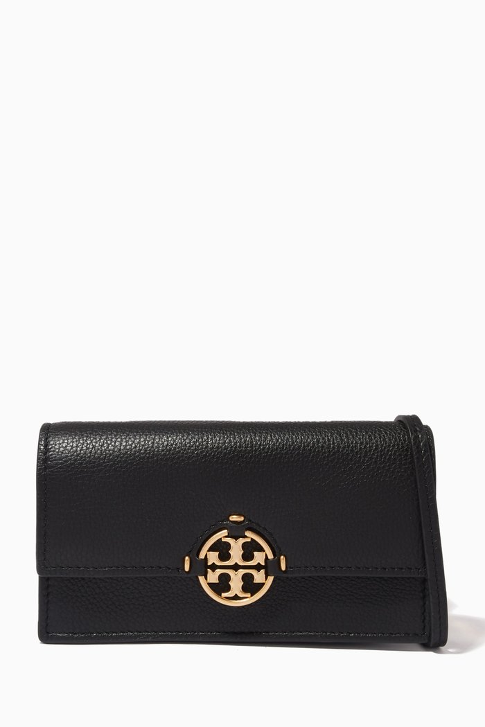 Miller Crossbody Wallet in Smooth Leather, Black