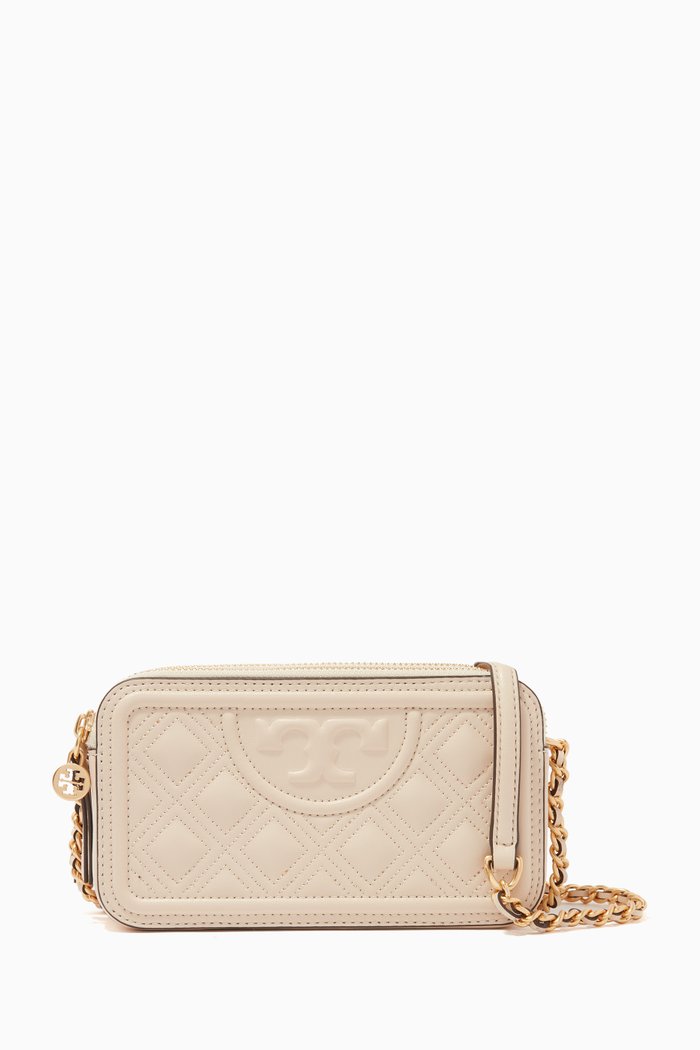 

Mini Fleming Double-zip Bag in Leather, Neutral