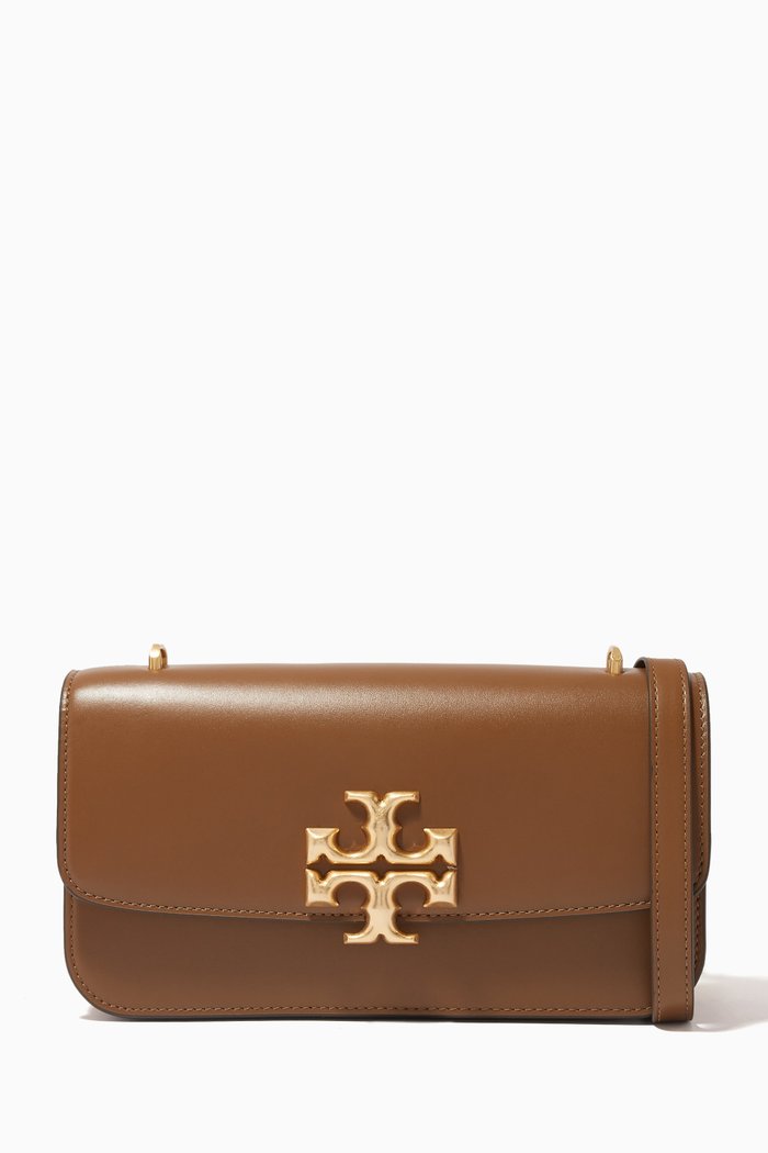 

Small Eleanor Convertible Shoulder Bag in Smooth Leather, Brown