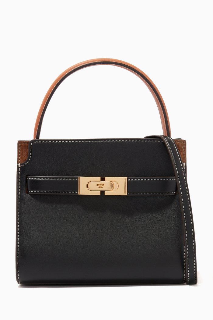

Petite Lee Radziwill Double Bag in Smooth Leather, Black