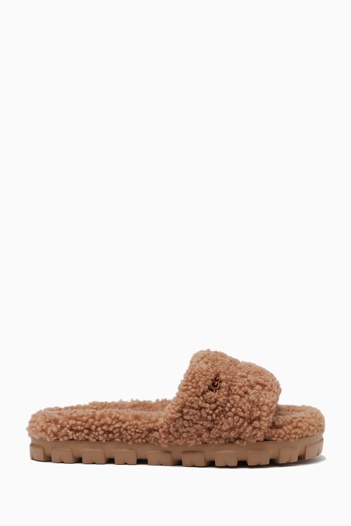 

Cozetta Curly Slides in Sheepskin, Brown
