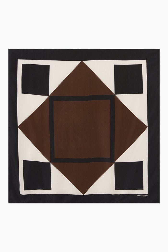 

Arty Geometric Square Bandana in Silk-twill, Black