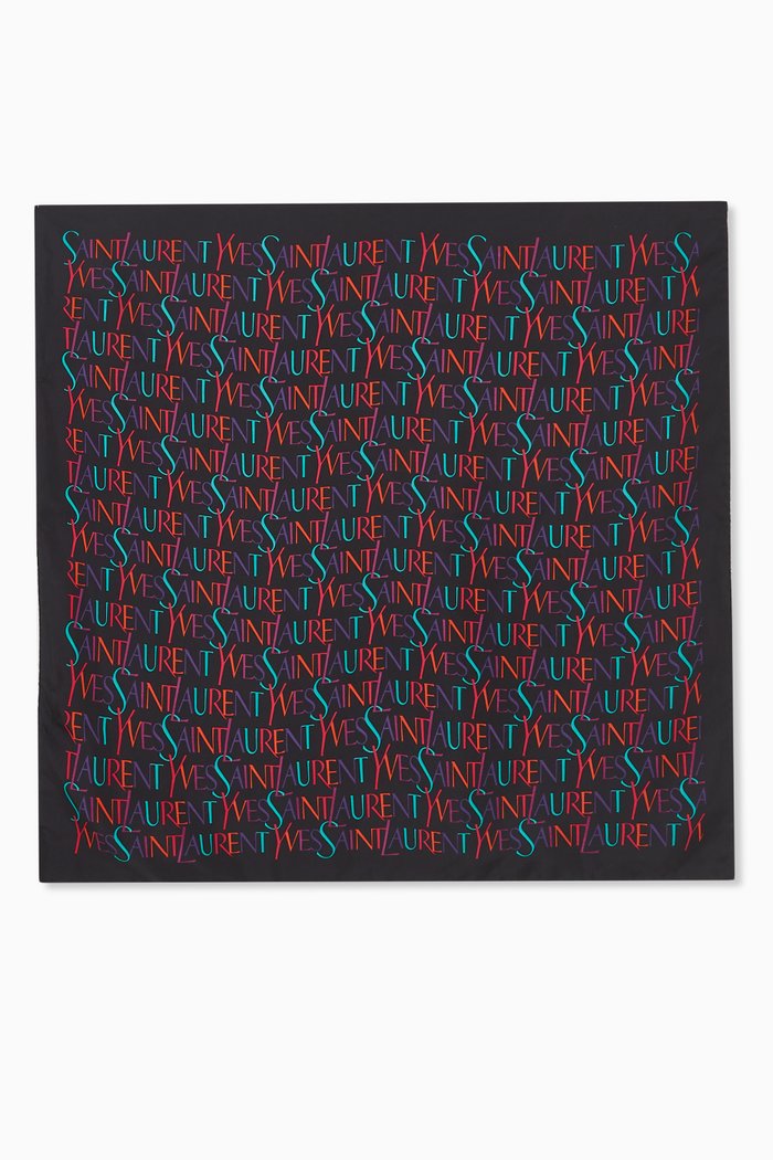 

YSL Square Bandana in Silk Twill, Black