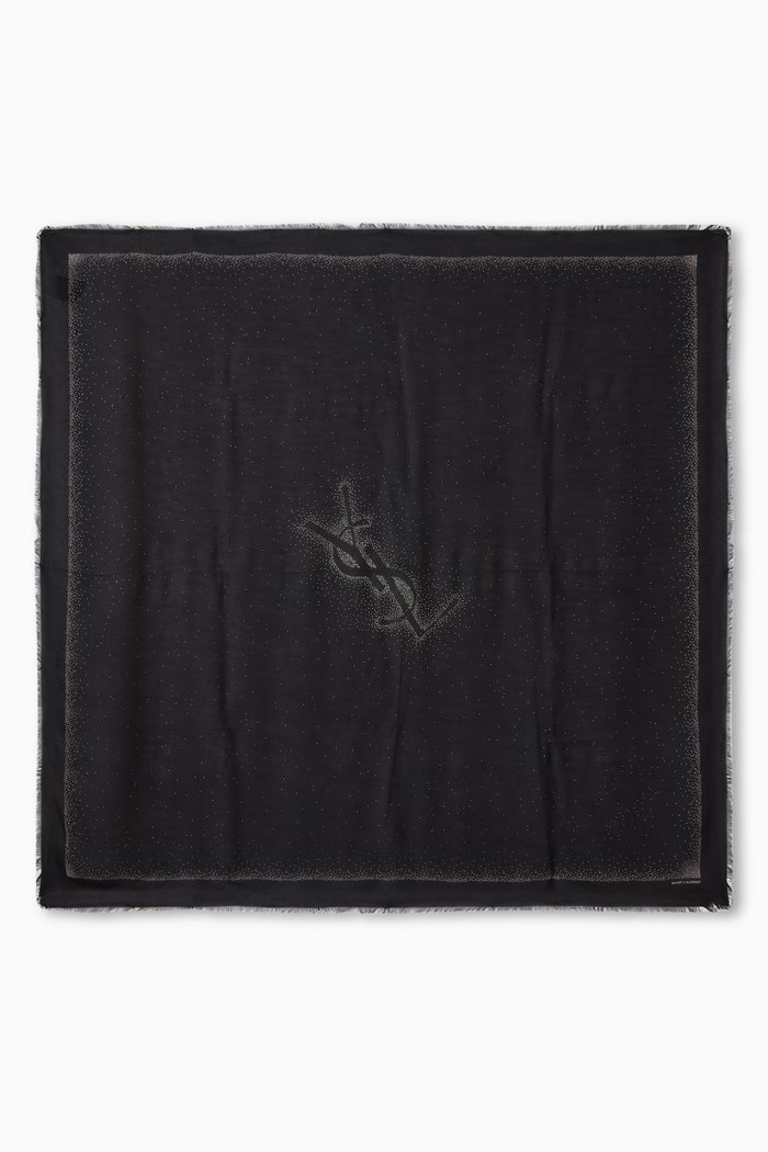 

Large Dotted Square Scarf in Modal & Cashmere, Black
