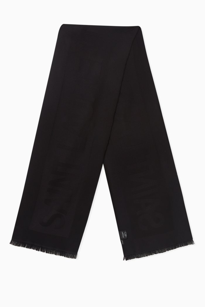 

Logo Scarf in Wool Jacquard, Black