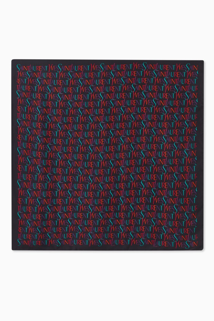 

YSL Square Scarf in Silk Twill, Black
