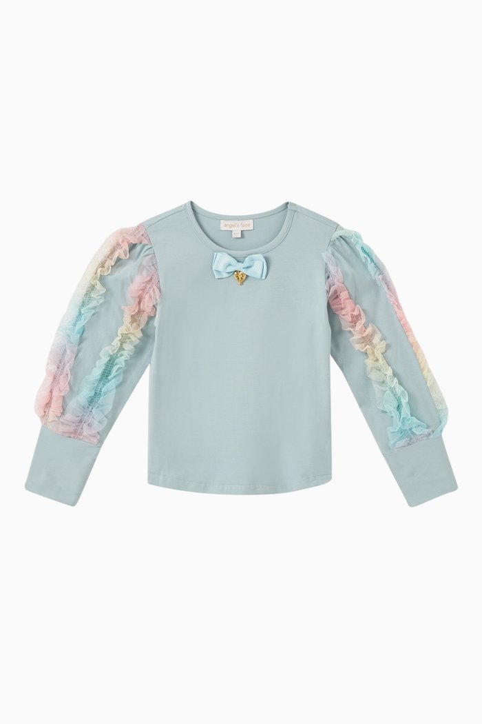 

Harlie Ruffle Top in Cotton-jersey, Multicolour