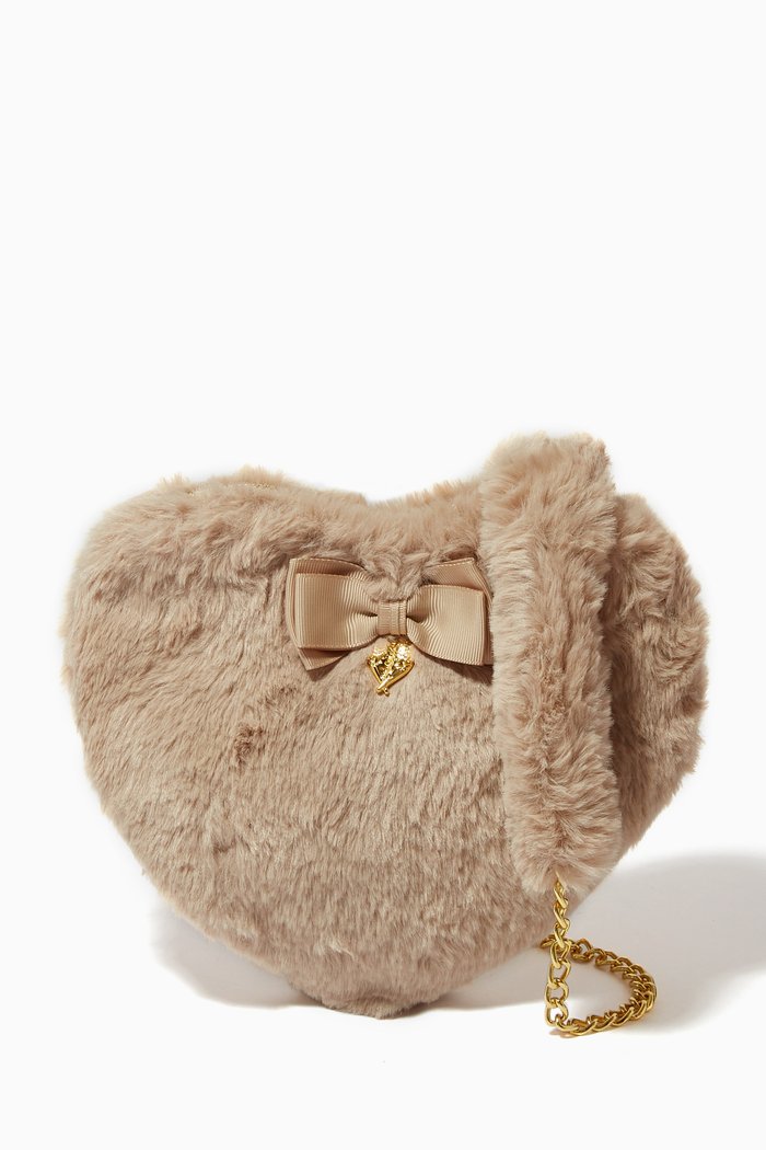 

Lillian Heart Bag in Faux Fur, Neutral