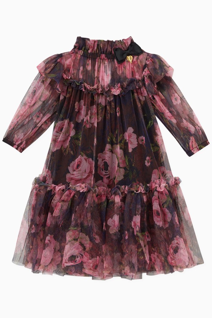 

Myrtle Kew Floral Dress in Tulle, Black