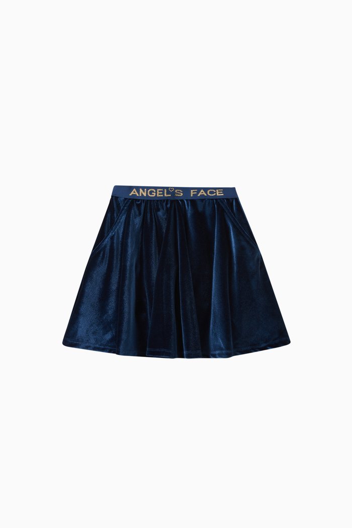 Bryony Logo Skirt in Velvet, Blue