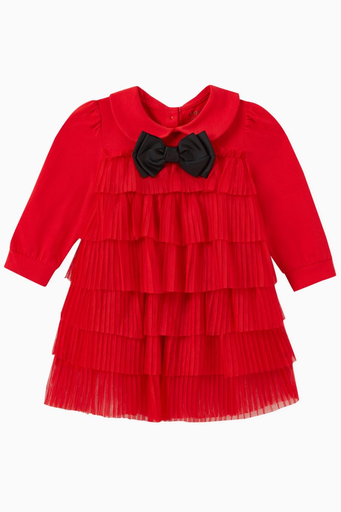 

Tallulah Bow Dress in Pleated-tulle, Red