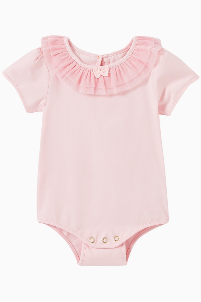 

Clementine Ruffle Bodysuit & Headband Set in Stretch-cotton, Pink