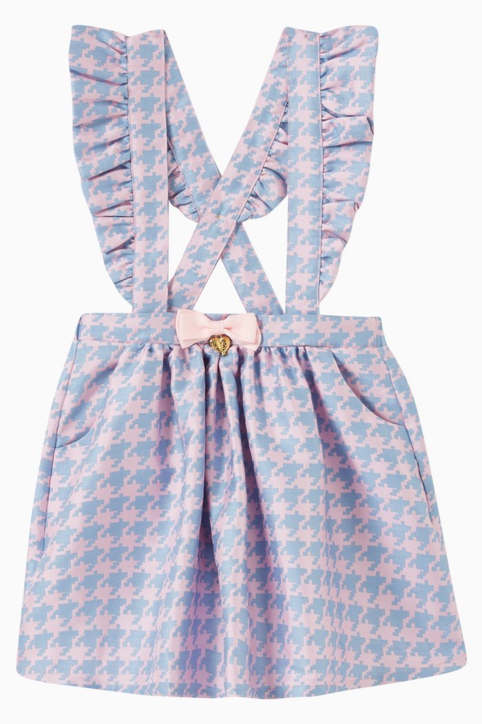 

Vienna Pinafore Houndstooth Dress in Jacquard, Blue