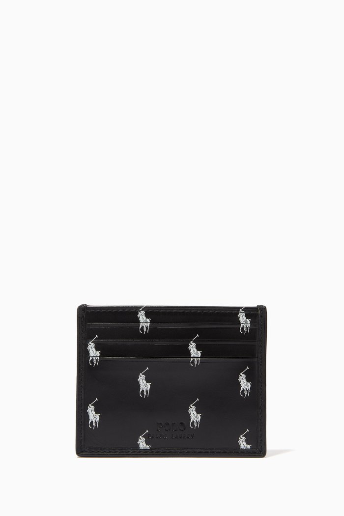 

Signature Pony Card Case in Leather, Black