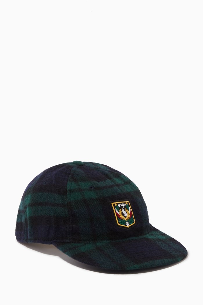 

Logo Patch Plaid-check Cap, Black