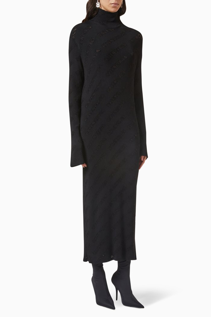 

Destroyed Maxi Dress in Knit, Black