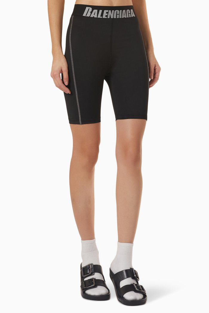 

Logo Waistband Biker Shorts, Black