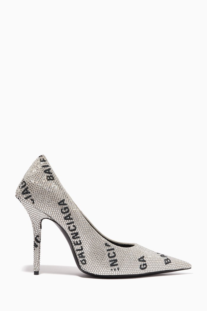 

Square Knife 110 Logo Crystal-embellished Pumps in, Silver
