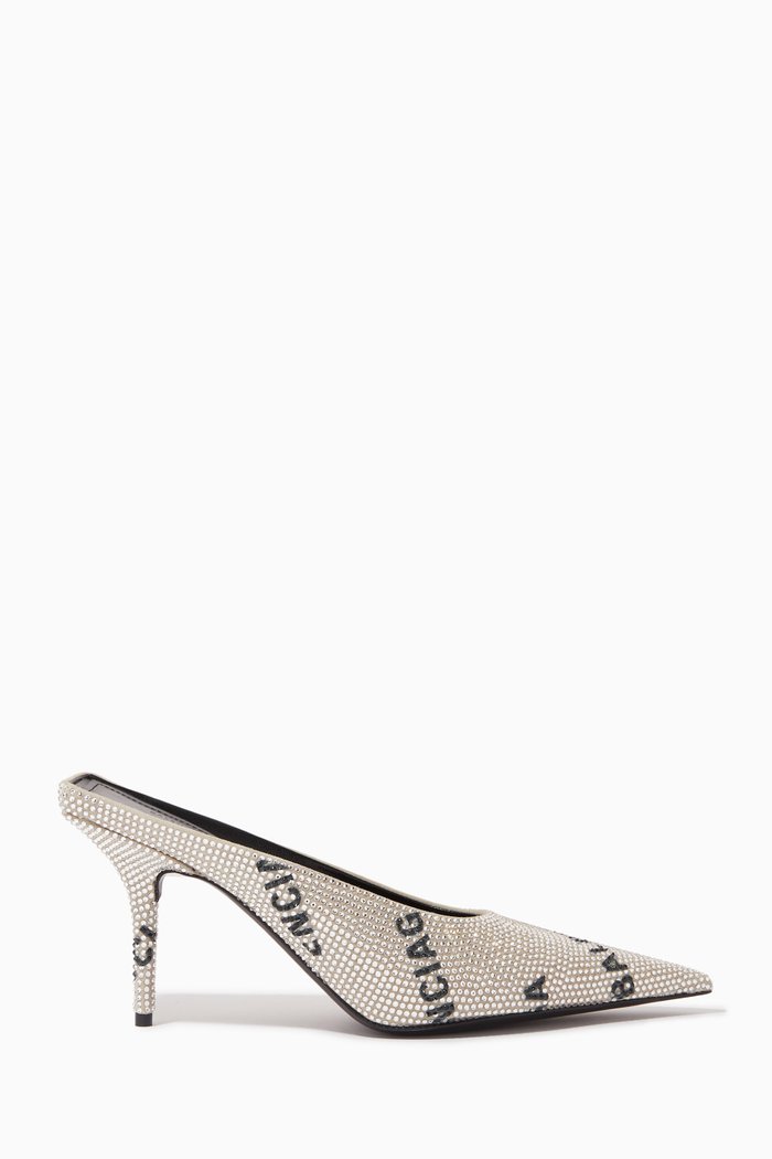 

Square Knife 80 Logo Crystal-embellished Mules, Multicolour