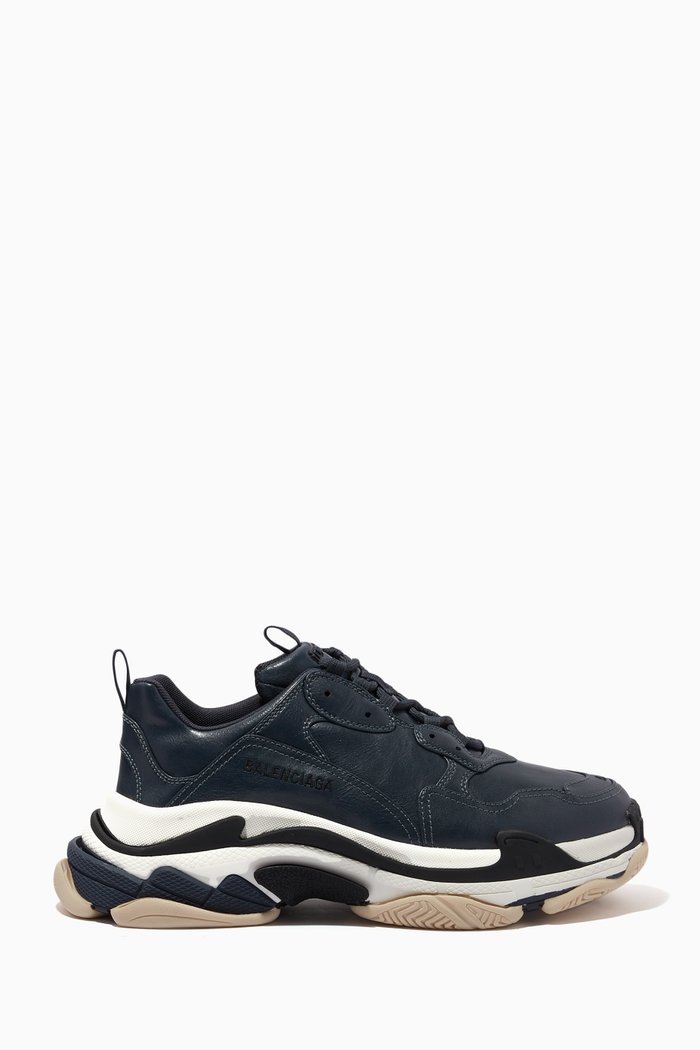

Triple S Logo Sneakers in Double Foam & Mesh, Blue