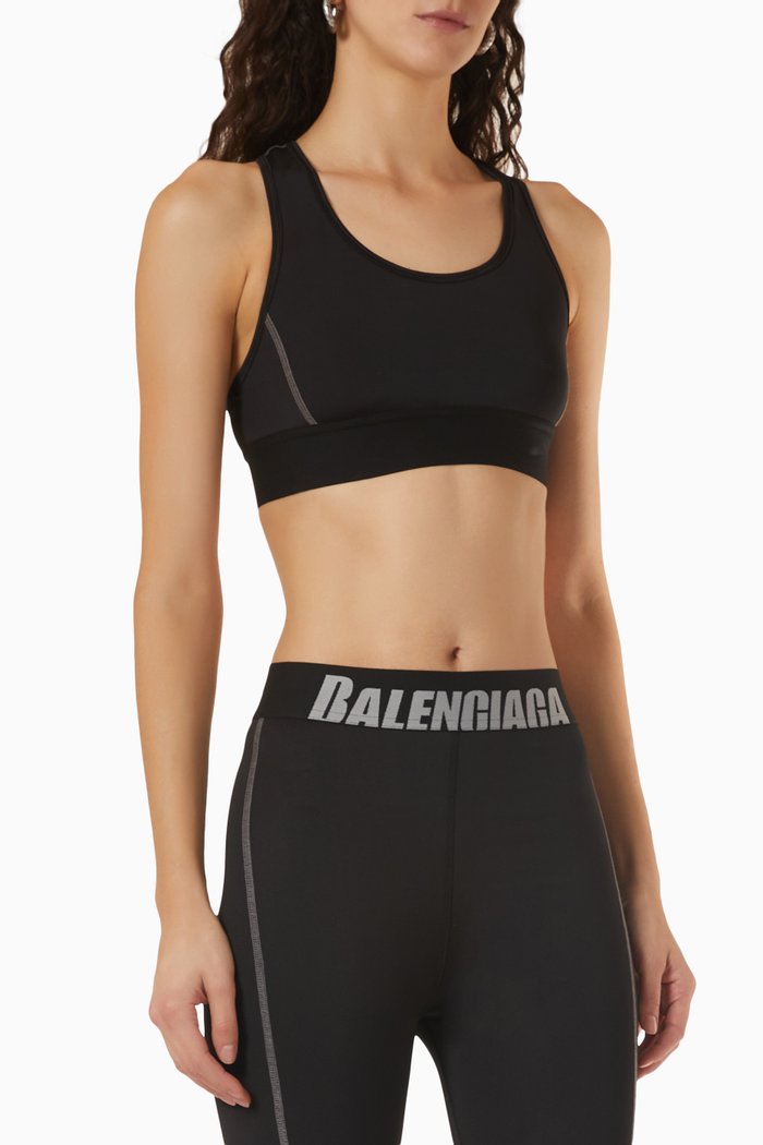 

Sporty Logo Bra in Spandex, Black
