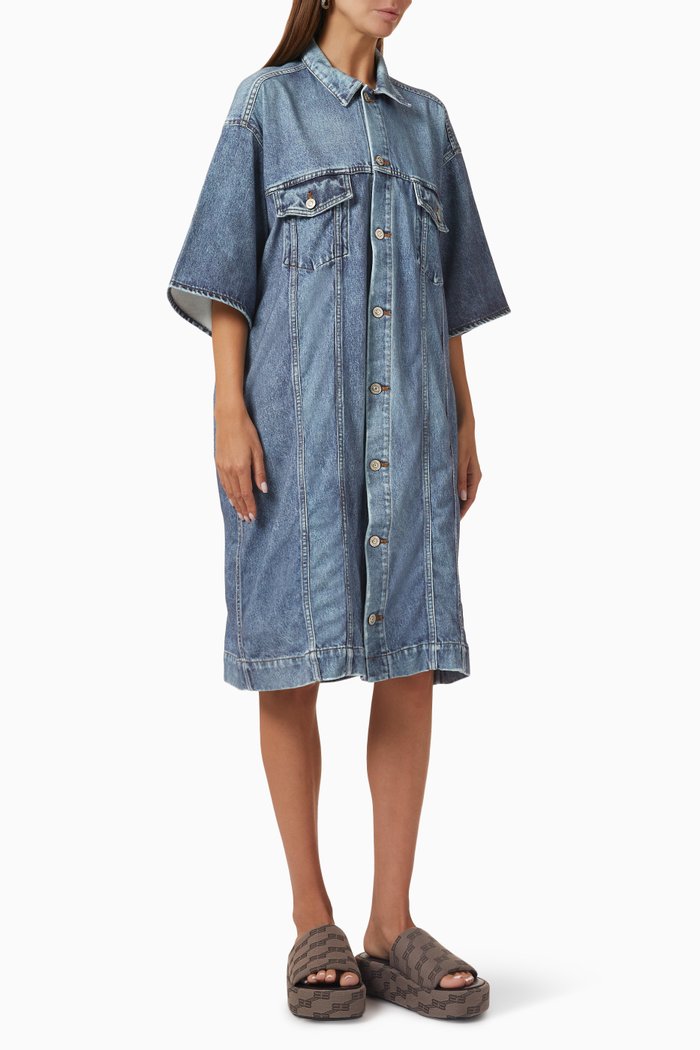 

Trompe L'oeil Jacket Dress in Denim, Blue