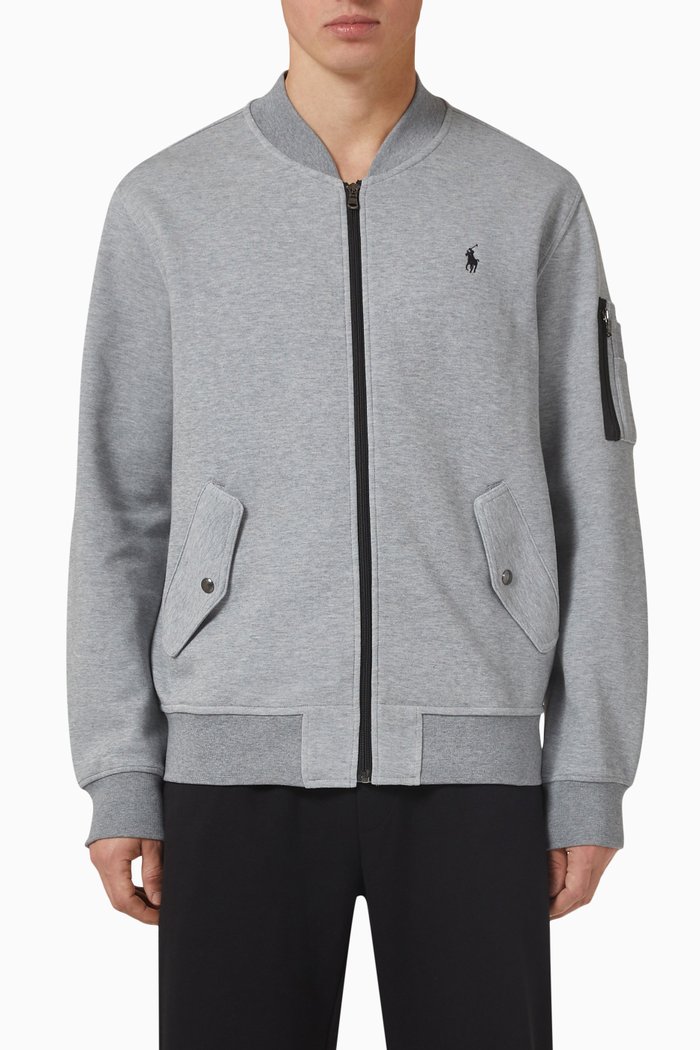 Zipped Sweatshirt in Cotton, Grey