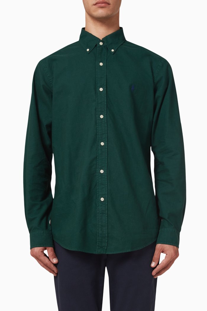 

Long-sleeved Shirt in Cotton, Green